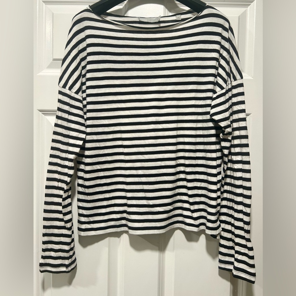 Vince Black and White Striped Top